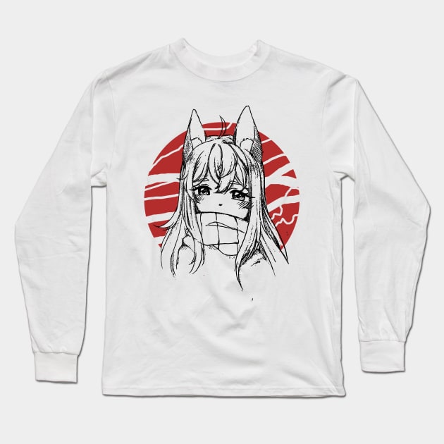 Fox girl art draw fan Long Sleeve T-Shirt by Kaniart